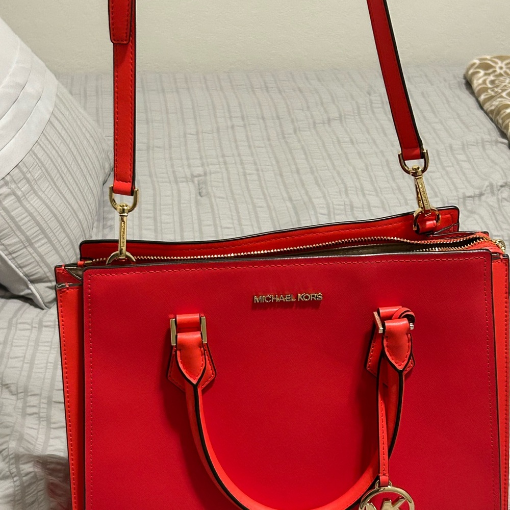 Michael Kors Red Satchel with Gold Hardware - Picture 9 of 13